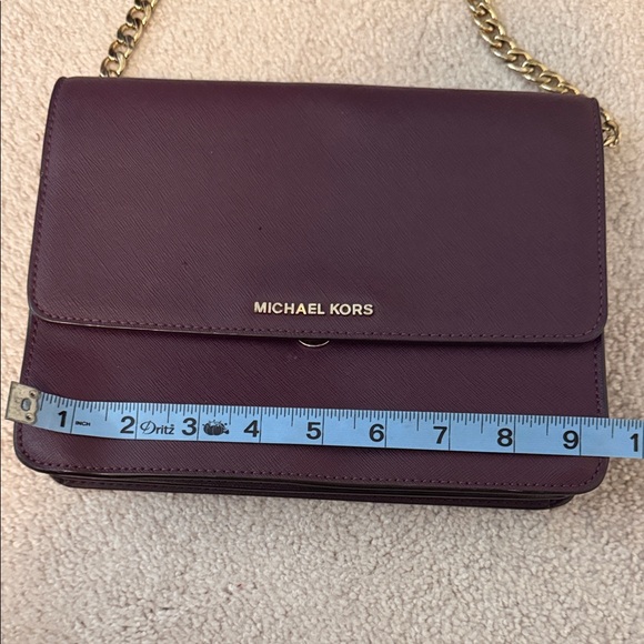 Michael Kors Deep Plum Leather Crossbody with Chain Strap - Picture 8 of 10